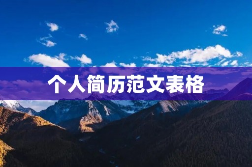 个人简历范文表格