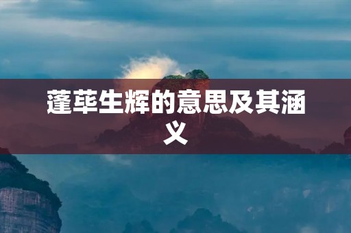 蓬荜生辉的意思及其涵义