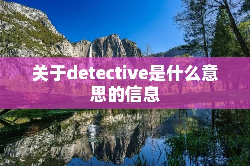 关于detective是什么意思的信息 关于detective是什么意思的信息