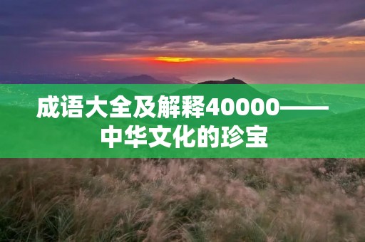 成语大全及解释40000——中华文化的珍宝
