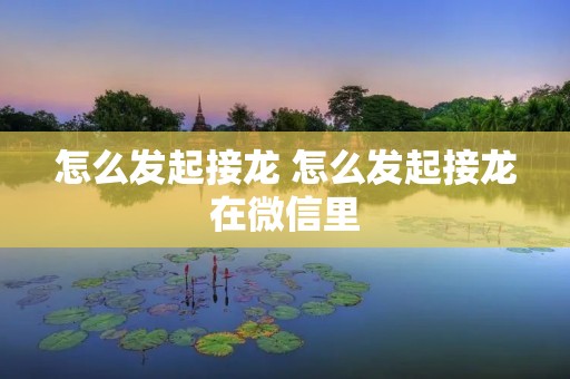 怎么发起接龙 怎么发起接龙在微信里