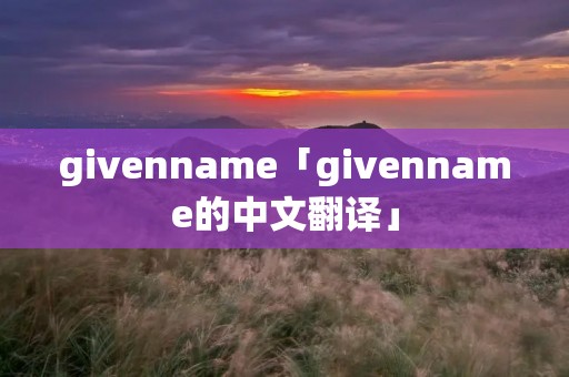 givenname「givenname的中文翻译」