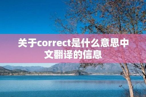 关于correct是什么意思中文翻译的信息