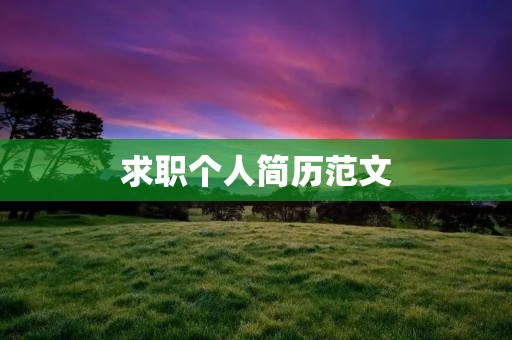 求职个人简历范文:从应届毕业生到职场新人