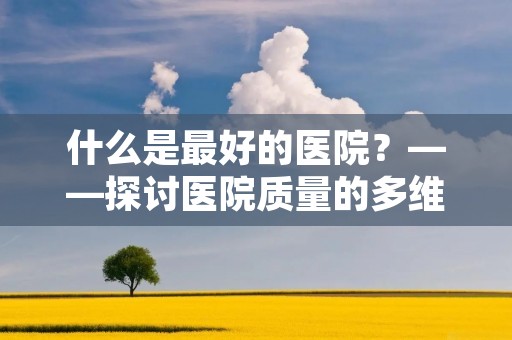 什么是最好的医院?——探讨医院质量的多维度评价