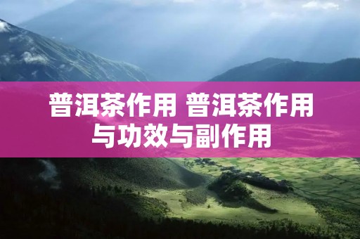 普洱茶作用 普洱茶作用与功效与副作用 普洱茶作用 普洱茶作用与功效与副作用
