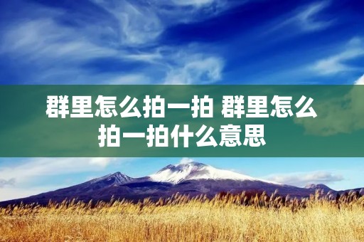 群里怎么拍一拍 群里怎么拍一拍什么意思