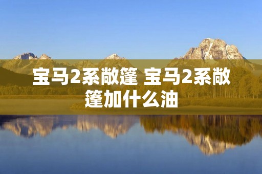 宝马2系敞篷 宝马2系敞篷加什么油