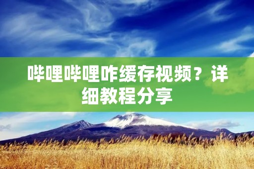 哔哩哔哩咋缓存视频?详细教程分享 哔哩哔哩咋缓存视频?详细教程分享