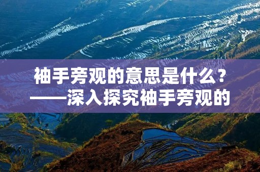 袖手旁观的意思是什么?——深入探究袖手旁观的内涵和影响
