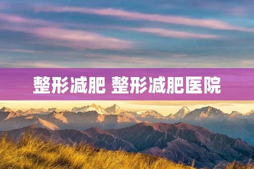 整形减肥 整形减肥医院