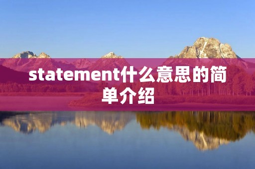 statement什么意思的简单介绍