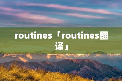 routines「routines翻译」