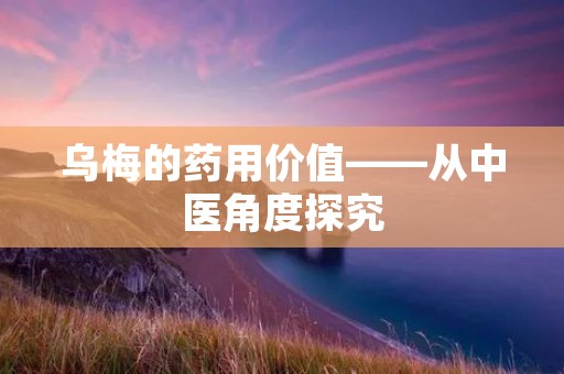 乌梅的药用价值——从中医角度探究