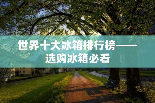世界十大冰箱排行榜——选购冰箱必看