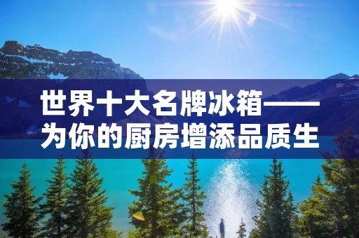 世界十大名牌冰箱——为你的厨房增添品质生活