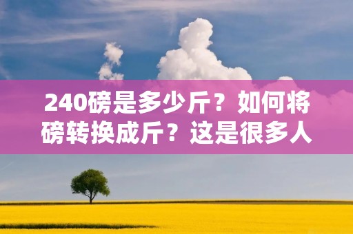 240磅是多少斤？如何将磅转换成斤？这是很多人在购物、健身、烹饪等方面经常遇到的问题。在这篇文章中，我们将详细解释如何将磅转换成斤，并提供一些实用的转换工具和技巧。