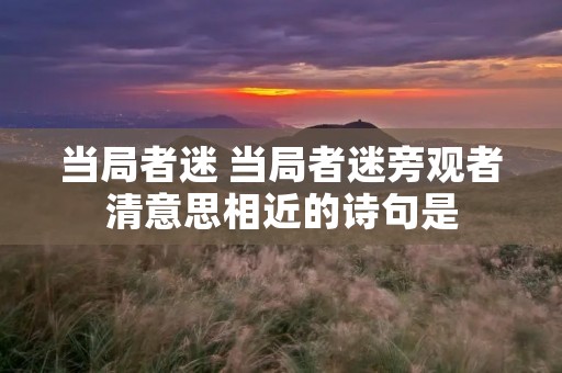 当局者迷 当局者迷旁观者清意思相近的诗句是
