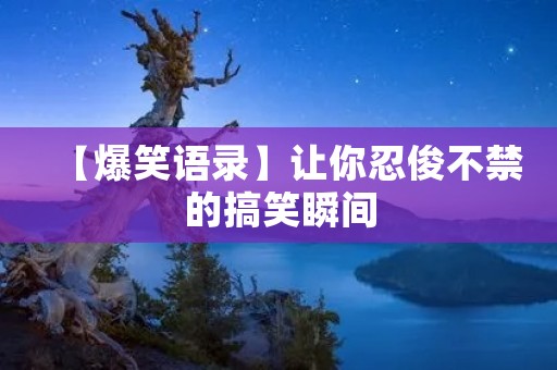 【爆笑语录】让你忍俊不禁的搞笑瞬间