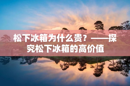 松下冰箱为什么贵？——探究松下冰箱的高价值