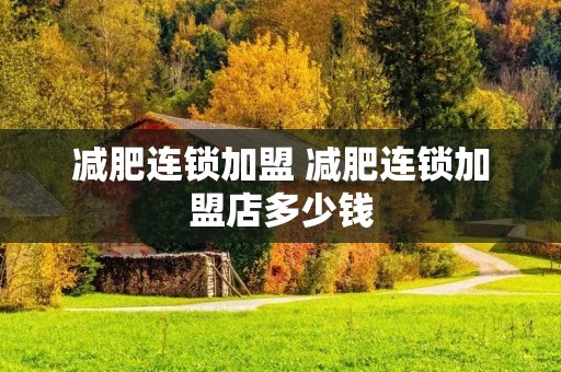 减肥连锁加盟 减肥连锁加盟店多少钱