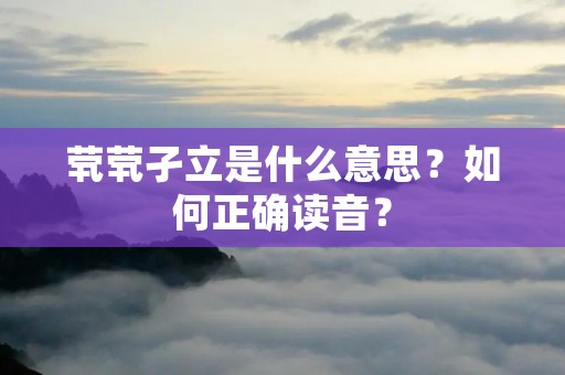 茕茕孑立是什么意思？如何正确读音？