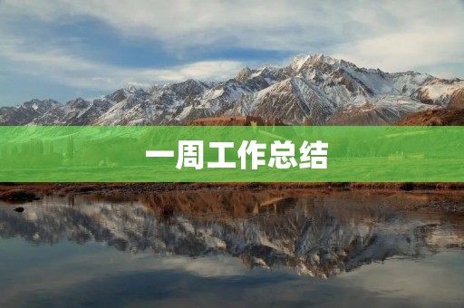 一周工作总结 一周工作总结