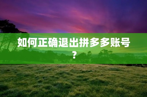 如何正确退出拼多多账号？