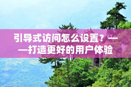 引导式访问怎么设置？——打造更好的用户体验