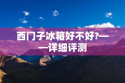 西门子冰箱好不好?——详细评测 西门子冰箱好不好?——详细评测