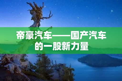 帝豪汽车——国产汽车的一股新力量