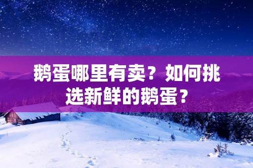 鹅蛋哪里有卖？如何挑选新鲜的鹅蛋？
