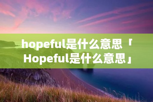 hopeful是什么意思「Hopeful是什么意思」