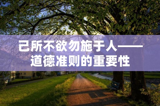 己所不欲勿施于人——道德准则的重要性