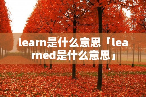 learn是什么意思「learned是什么意思」