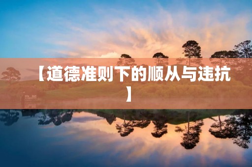 【道德准则下的顺从与违抗】