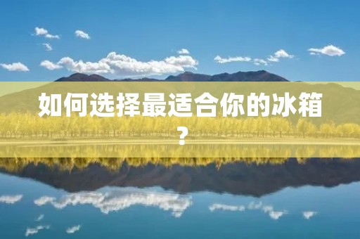 如何选择最适合你的冰箱？
