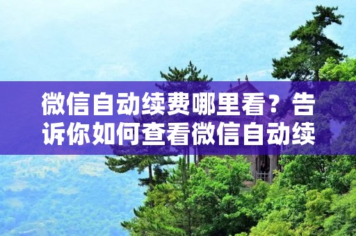 微信自动续费哪里看？告诉你如何查看微信自动续费信息！