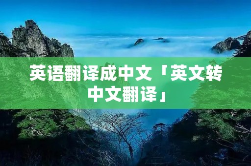 英语翻译成中文「英文转中文翻译」