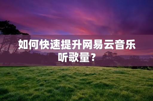 如何快速提升网易云音乐听歌量? 如何快速提升网易云音乐听歌量?
