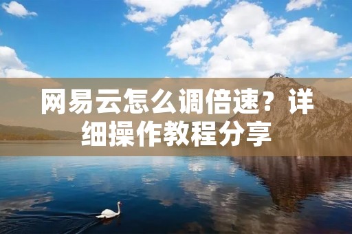 网易云怎么调倍速?详细操作教程分享 网易云怎么调倍速?详细操作教程分享