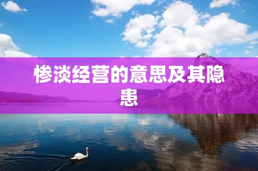 惨淡经营的意思及其隐患