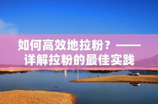 如何高效地拉粉?——详解拉粉的最佳实践 如何高效地拉粉?——详解拉粉的最佳实践