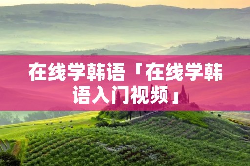 在线学韩语「在线学韩语入门视频」 在线学韩语「在线学韩语入门视频」