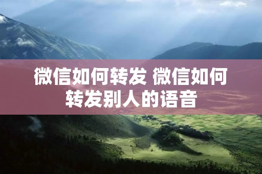 微信如何转发 微信如何转发别人的语音 微信如何转发 微信如何转发别人的语音