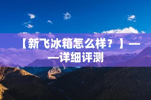【新飞冰箱怎么样?】——详细评测 【新飞冰箱怎么样?】——详细评测