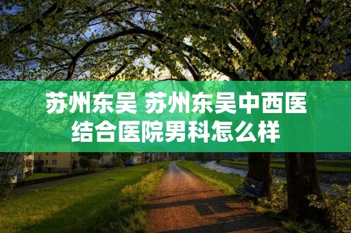 苏州东吴 苏州东吴中西医结合医院男科怎么样