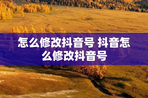 怎么修改抖音号 抖音怎么修改抖音号