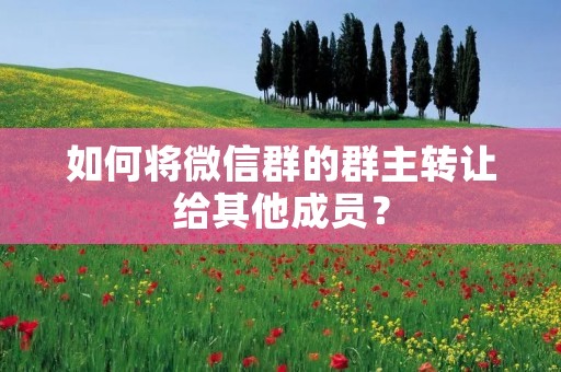 如何将微信群的群主转让给其他成员? 如何将微信群的群主转让给其他成员?