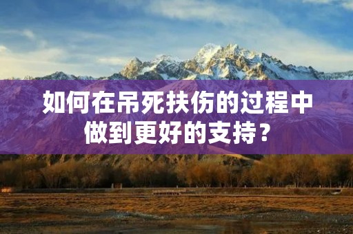 如何在吊死扶伤的过程中做到更好的支持？